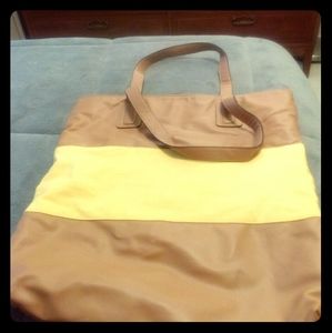 Express brown leather tote bag